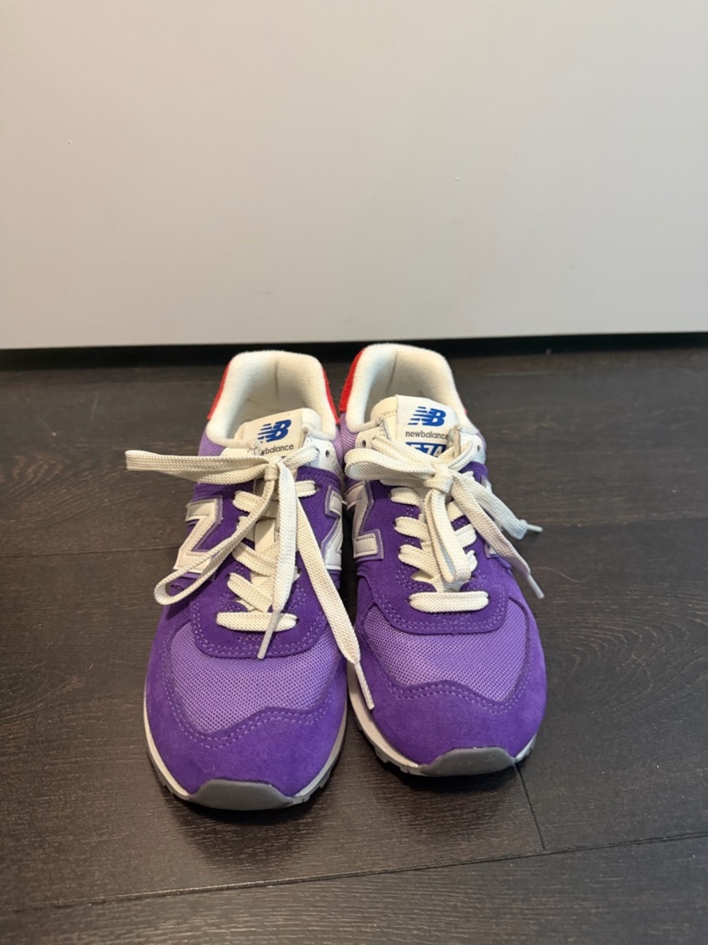 New Balance Purple and White 574 Sneakers